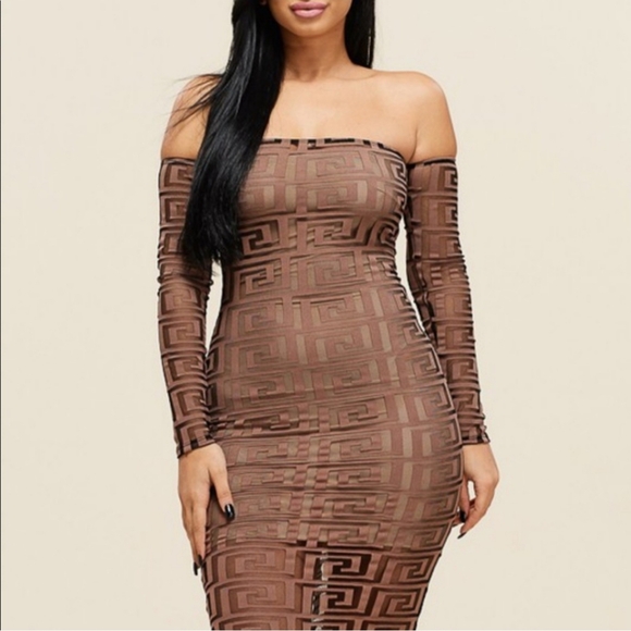 Mocha Mesh Dress - Picture 2 of 3